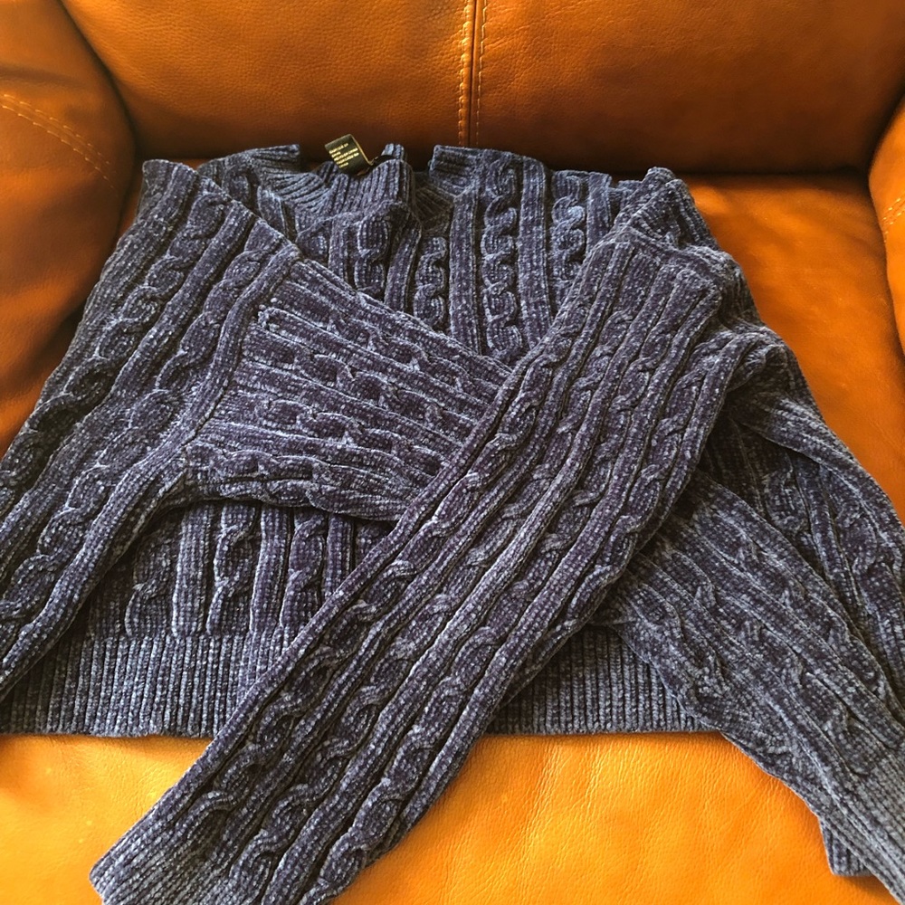 Blue velvety sweater